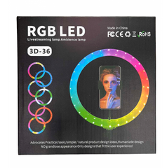 Кільцева лампа RGB 3D-36 120 Lights 36см 14" з тримачем для телефону