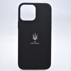 Чехол с патриотическим принтом Silicone Case Print Тризуб для iPhone 13 Pro Max Black/Черный