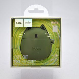 Детские беспроводные наушники TWS (Bluetooth) Hoco Kids Design EW45 Black Cat (Черный кот)