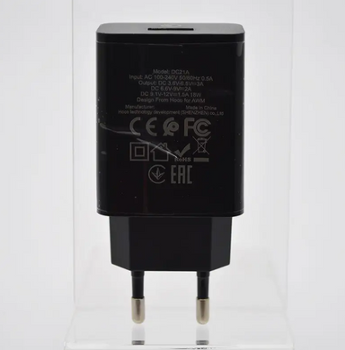 Зарядное устройство для телефона сетевое быстрое Hoco DC21A 1xUSB QC3.0 3A Black Черное