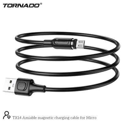 Кабель Tornado TX14 Micro USB 2.4A 1M Magnetic Cable Black, Чорний