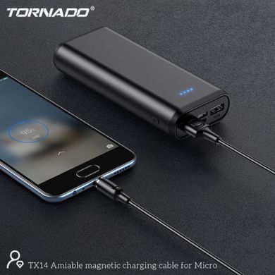 Кабель Tornado TX14 Micro USB 2.4A 1M Magnetic Cable Black, Черный