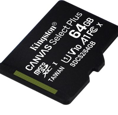 Карта памяти KINGSTON microSDHC (UHS-1) Canvas Select 64GB Class 10 без адаптера (R80MB/s)