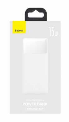 Зовнішній акумулятор Power Bank Baseus Bipow Quick Charge 30000mAh 15W (PPDML-K01) White, Білий