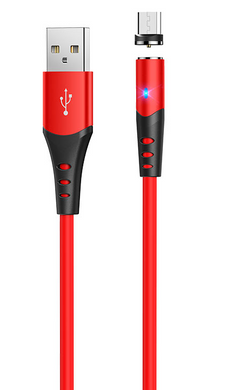 Кабель магнітний Hoco X60 Magnetic Silicon USB-microUSB Red/Червоний