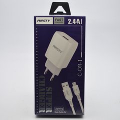 Сетевое зарядное устройство ANSTY C-011-I с Lightning кабелем 1USB 2.4A White