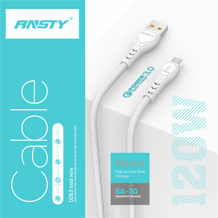 Кабель ANSTY SA-30 Nylon Micro USB 18W 1M Белый