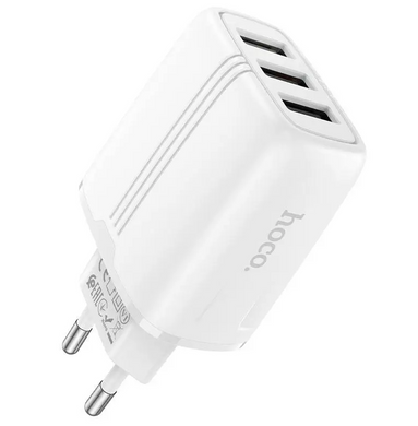 Зарядний пристрій для телефону мережевий (адаптер) Hoco N15 Amazing 3xUSB 5V 2.4A USB White