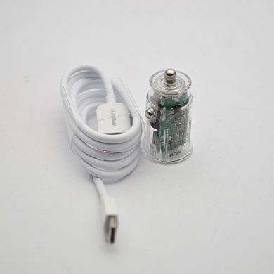 Автомобільна зарядка ANSTY CAR-013-T (1 USB 18W) with Type-C cable White