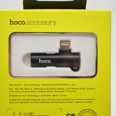 Переходник HOCO LS21 (Lightning to 3.5 mm & Lightning (F) Adapter) Black