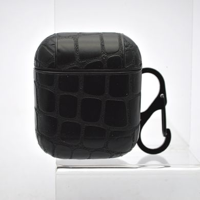 Кожаный чехол Leather Case Croco для AirPods 1/2 Black/Черный
