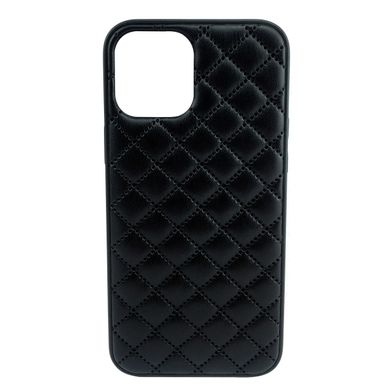Чехол накладка Quilted Leather Case Full Camera для iPhone 12 Pro Max Black