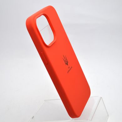 Чехол с патриотическим принтом Silicone Case Print Тризуб для iPhone 14 Pro Max Red/Красный