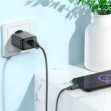 Сетевое зарядное устройство Hoco CS21A Rich 1 USB QC3.0 з кабелем MicroUSB Black