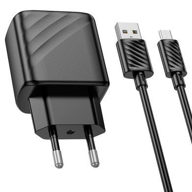 Сетевое зарядное устройство Hoco CS21A Rich 1 USB QC3.0 з кабелем MicroUSB Black