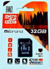 Карта пам'яті Mibrand microSDHC (UHS-1 U3) 32GB Class 10 + SD adapter (MICDHU1/32GB-A)