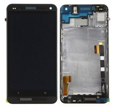 Дисплей (экран) LCD HTC One M7/801e с тачскрином Black + рамка Silver Оригинал Б/У