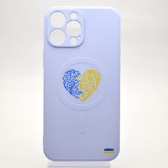 Чохол з патріотичним малюнком Silicone Case Wave Print з MagSafe для iPhone 13 Ukrainian Heart Фіолетовий