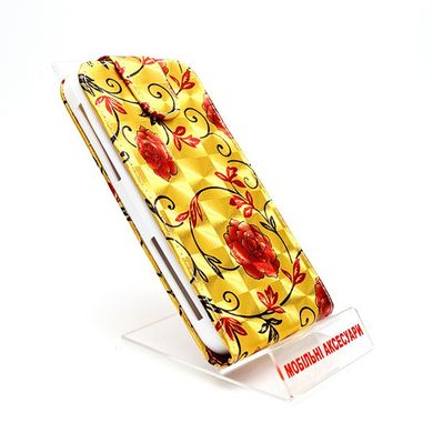 Чохол універсальний з квітами для телефону CMA Flip Cover Big Flowers 5.0" дюймів (XL) Gold-Red