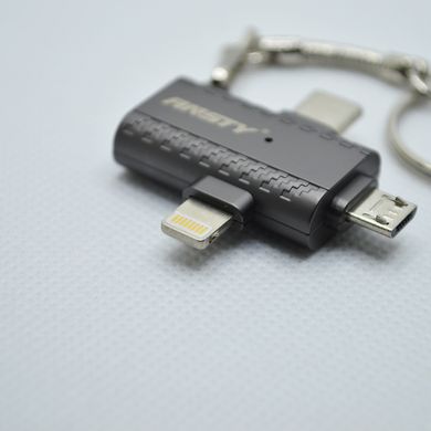 Перехідник OTG 3 in 1 ANSTY UA-03 USB to Lightning Male/Type-C Male/MicroUSB Male Dark Grey