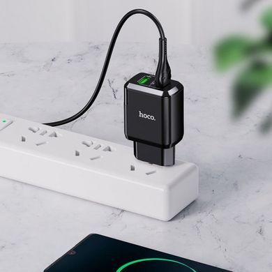 Зарядное устройство Hoco N6 Charmer 2 USB QC3.0 с кабелем MicroUSB Black