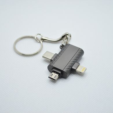 Переходник OTG 3 in 1 ANSTY UA-03 USB to Lightning Male/Type-C Male/MicroUSB Male Dark Grey