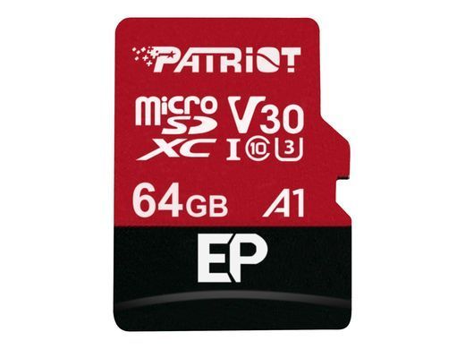 Карта пам'яті Patriot MicroSDXC 64GB UHS-I A1 V30 (Class 10) EP Series +SD adapter