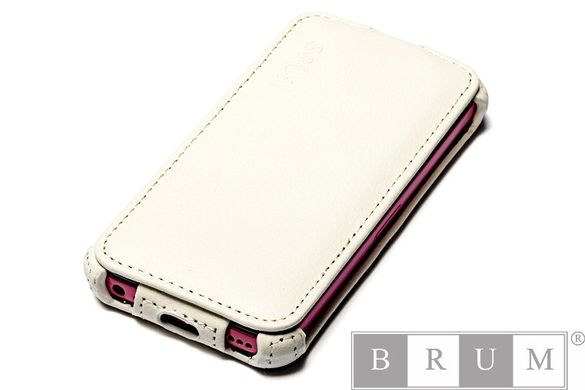 Кожаный чехол книжка Brum Exclusive iPhone 5C White