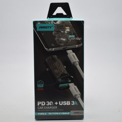 Автомобильная зарядка ANSTY CAR-014 (1 USB 3A/1 Type-C 30W) with Type-C to Type-C cable Black