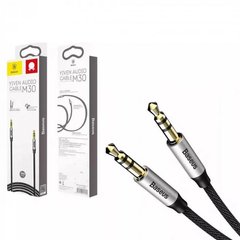 AUX Baseus M30 Yiven stereo cable (3.5mm-3.5mm) 1.5m Black-Silver CAM30-CS1, Чорний