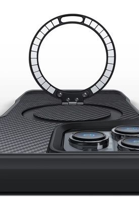 Чехол накладка с кольцом Metal Buttons with MagSafe Carbon Ring для Apple iPhone 16 Pro Max Black (Черный)