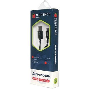 Кабель USB Florence Technic microUSB 2m 3A Black (FL-2204-2-KM)