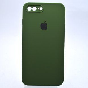 Чехол силиконовый с квадратными бортами Silicone case Full Square для iPhone 7 Plus/iPhone 8 Plus Army Green/Зеленый