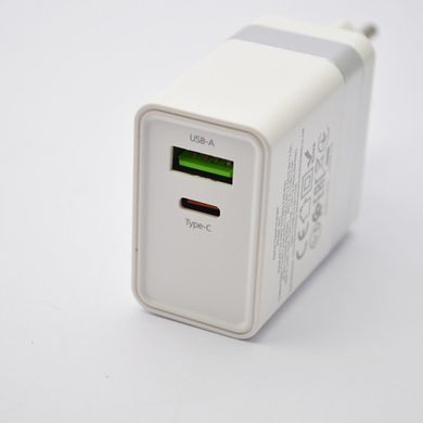 Зарядний пристрій Hoco N21 Extension speed PD30W+QC3.0 з кабелем Type-C to Type-C White