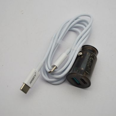 Автомобільна зарядка ANSTY CAR-014 (1 USB 3A/1 Type-C 30W) with Type-C to Type-C cable Black