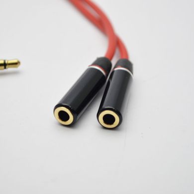 AUX сплиттер (разветвлитель) 3,5 mm 0.2m Red-Black