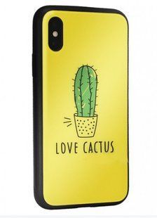 Чехол с рисунком (принтом) Glass with TPU Case для iPhone Xs Max 6.5" Cactus
