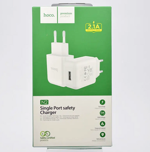 Зарядное устройство для телефона сетевое (адаптер) Hoco N2 Vigour 1xUSB 5V 2.1A White