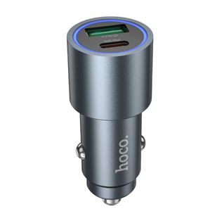 Автомобільний зарядний пристрій Hoco Z60 Bloom 48W 1USB QC18W +1Type-c PD30W Metal Grey