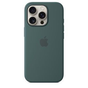 Чехол накладка Silicon Case с MagSafe Splash Screen для Apple iPhone 16 Pro Lake Green (Темно-зеленый)