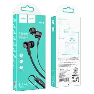Навушники провідні з мікрофоном Hoco M86 Oceanic universal 3.5mm Black/Чорний