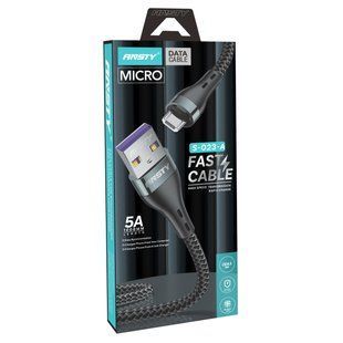 Кабель ANSTY S-023-A Zinc Alloy Nylon Micro USB 5A 1M Черный