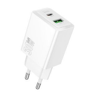 Сетевое зарядное устройство Hoco N71 PD30W+QC3.0 Gan White