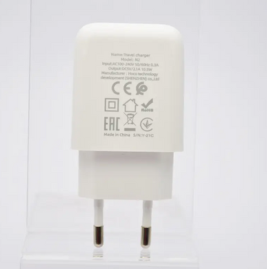 Зарядний пристрій для телефону мережевий (адаптер) Hoco N2 Vigour 1xUSB 5V 2.1A White