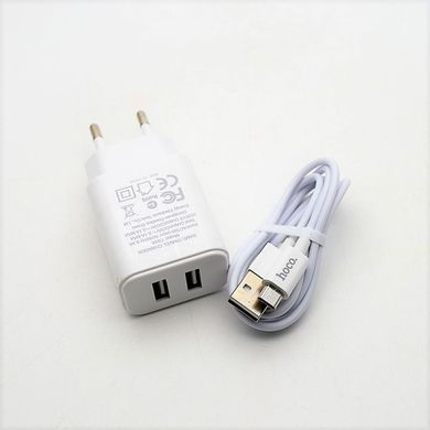 Мережевий зарядний пристрій (МЗП) HOCO C62A 2xUSB USB-Micro USB 2.1A White