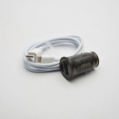 Автомобільна зарядка ANSTY CAR-015 (1 USB 3A/1 Type-C 30W) with Type-C to Lightning cable Black