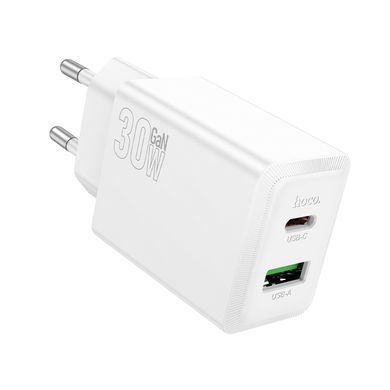 Мережевий зарядний пристрій Hoco N71 PD30W+QC3.0 Gan White