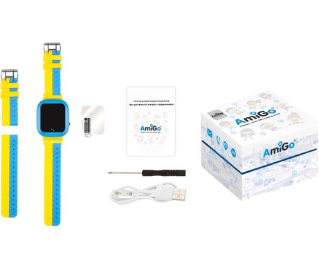 Детские смарт-часы GPS AmiGo GO004 Camera+LEO Blue Yellow