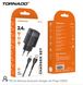 МЗП Tornado TD-16 with Type-c cable 2USB 2.4A Black, Чорний