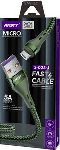 Кабель ANSTY S-023-A Zinc Alloy Nylon Micro USB 5A 1M Зеленый
